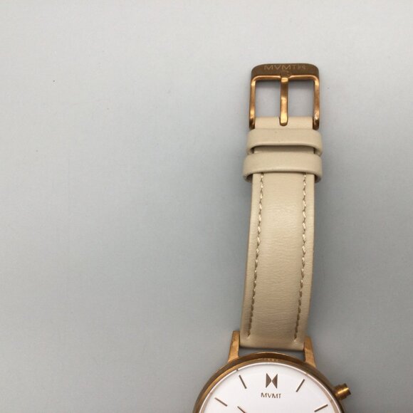 MVMT Nova Luna Watch Women Gold Tone Beige Leather Band Chronograph New Battery - Picture 9 of 15